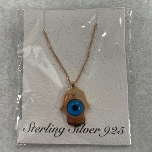 Sterling Silver Hamsa Hand Evil Eye Necklace